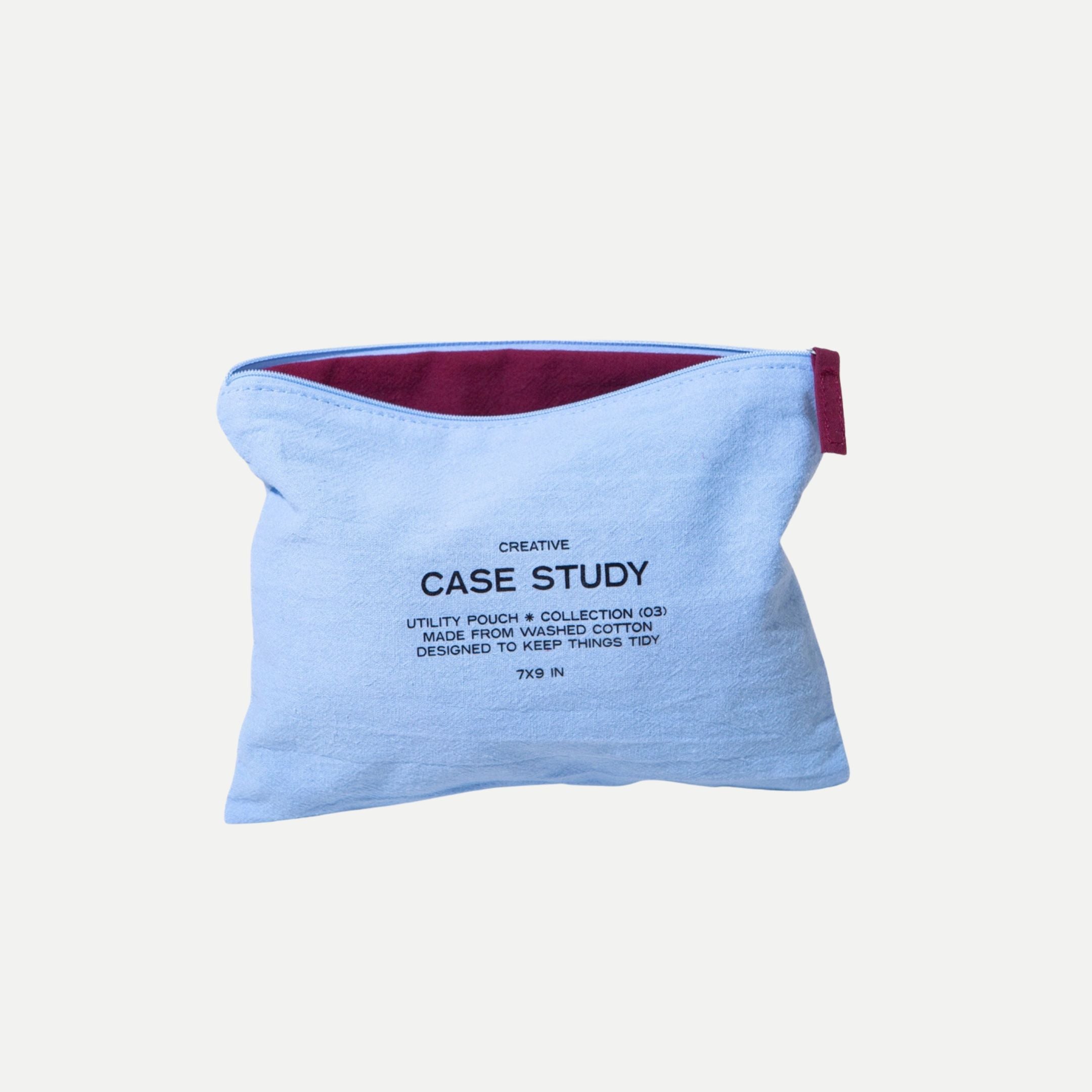 Washed Cotton Zipper Pouch - Robin's Egg