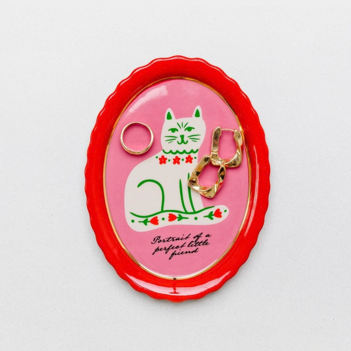 Cat Portrait Oval Trinket Tray