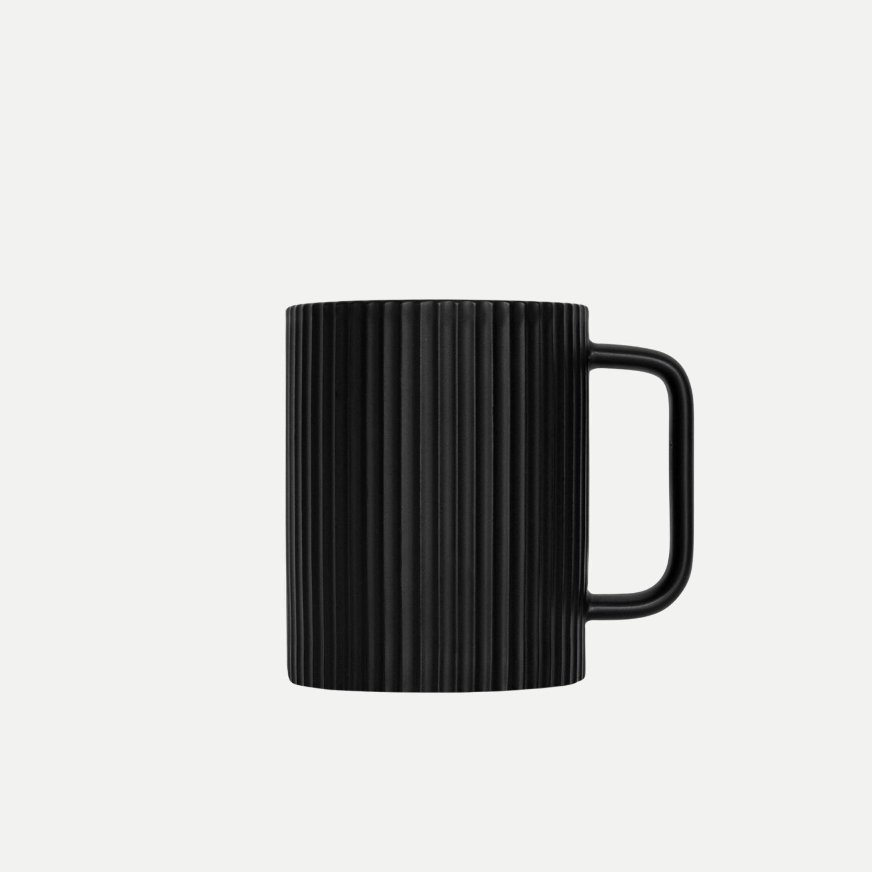 Ribbed Ceramic Mug - Black - Set of 2