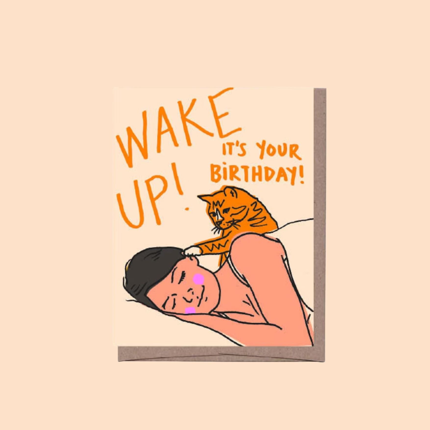 Wake Up Cat Birthday Card