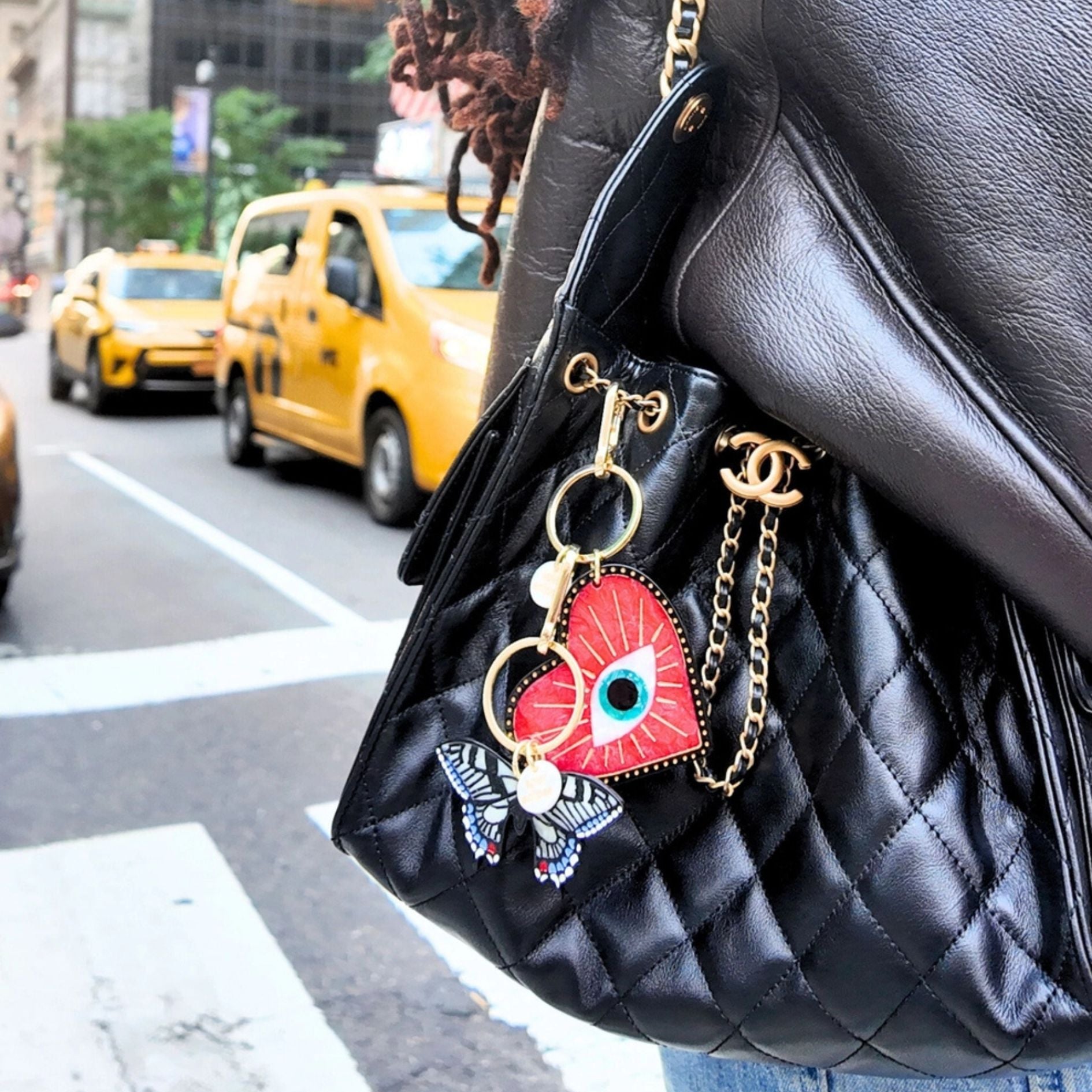 Hand-Painted Lucky Eye Heart Bag Charm