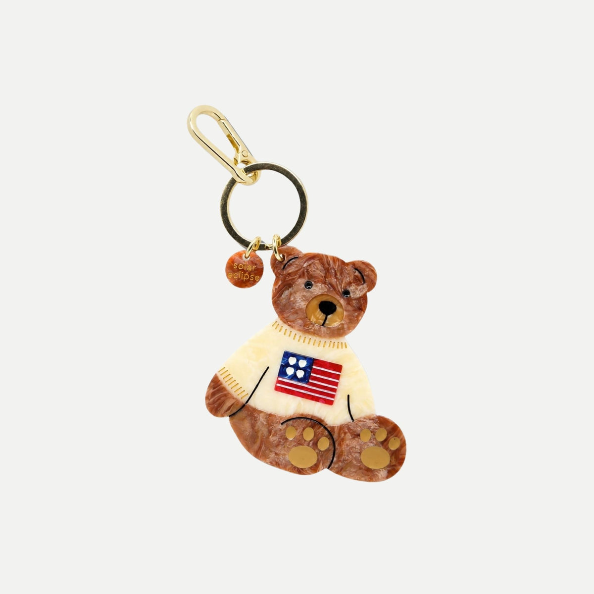 Hand-Painted Americana Teddy Bear Bag Charm