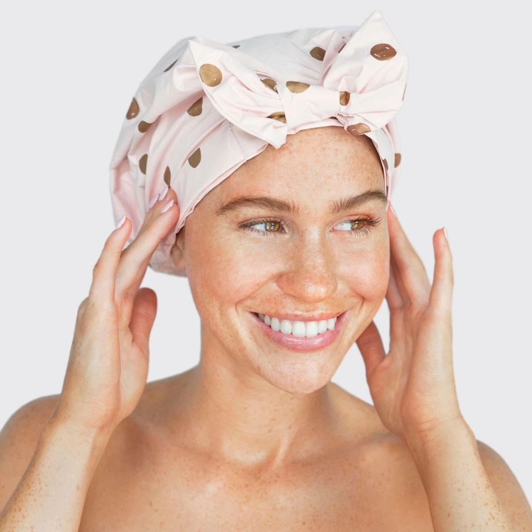 Luxury Shower Cap – Blush Dot