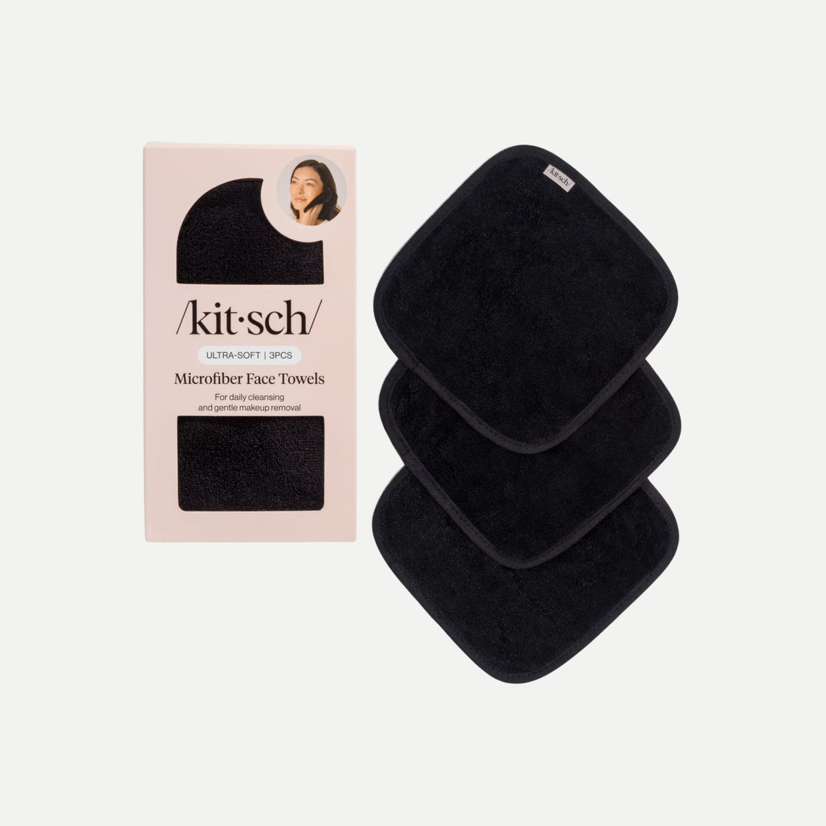 Microfiber Face Towels - Black
