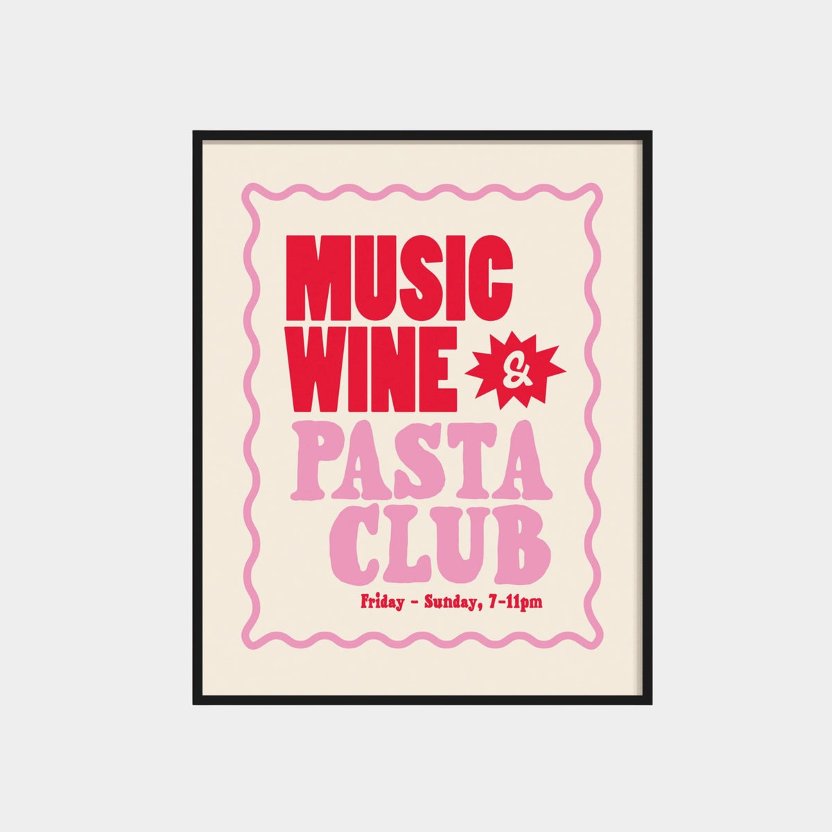 Music, Wine + Pasta Club Art Print