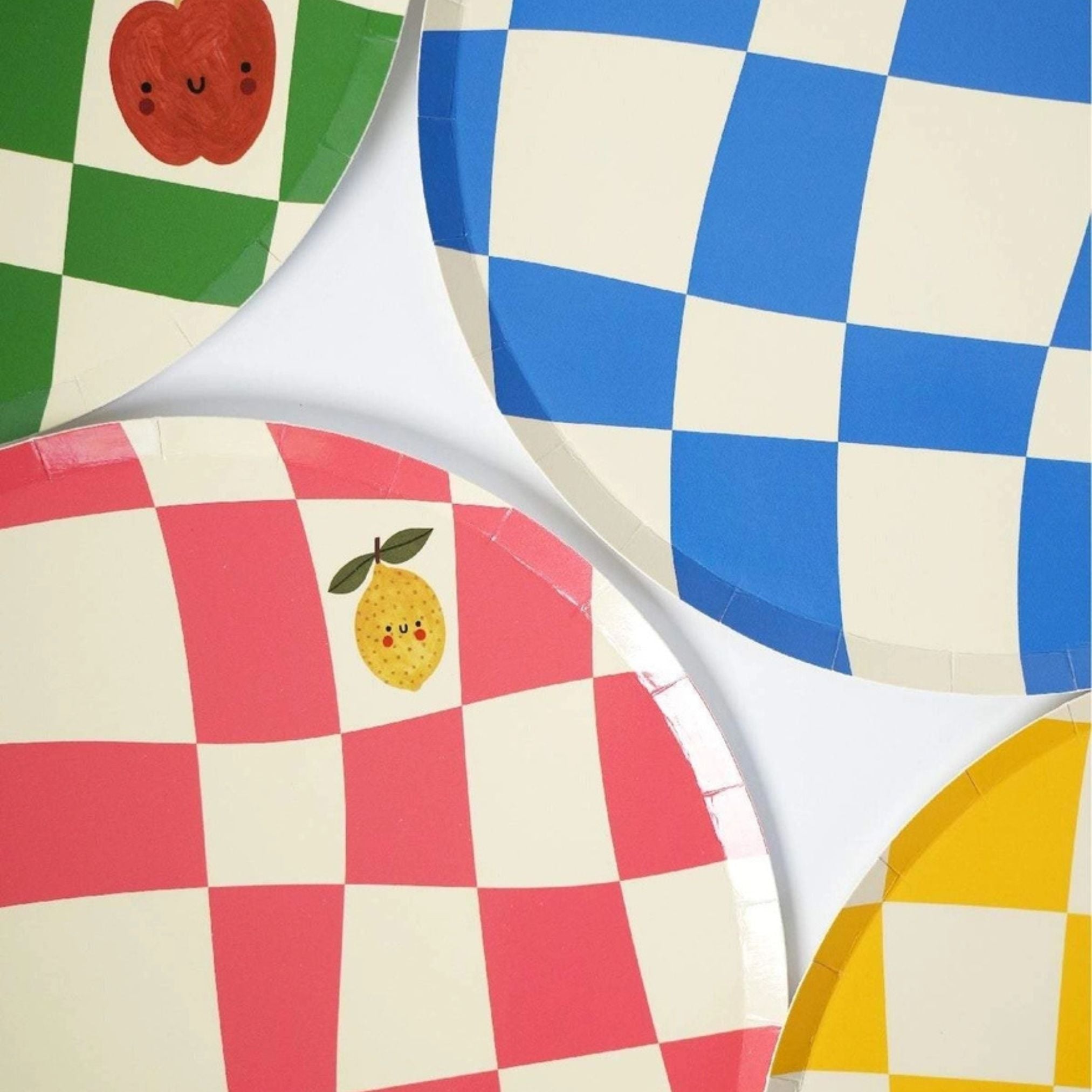 Colorful Checkerboard Dinner Paper Plates