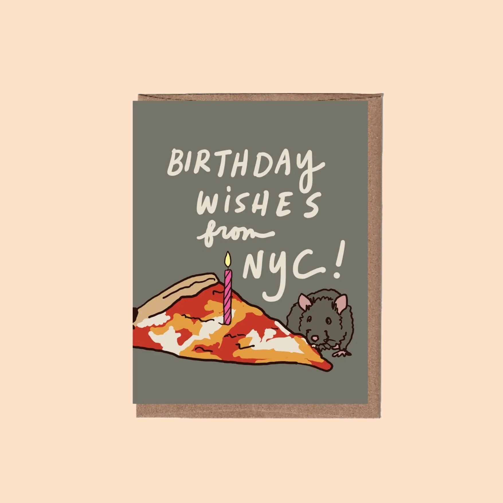 Nyc Pizza Rat Birthday Card
