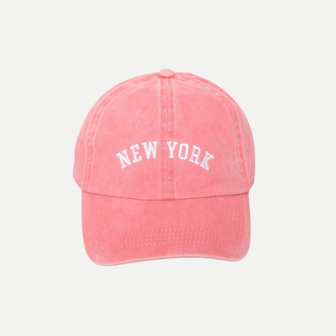 New York Solid Cotton Hat - Coral