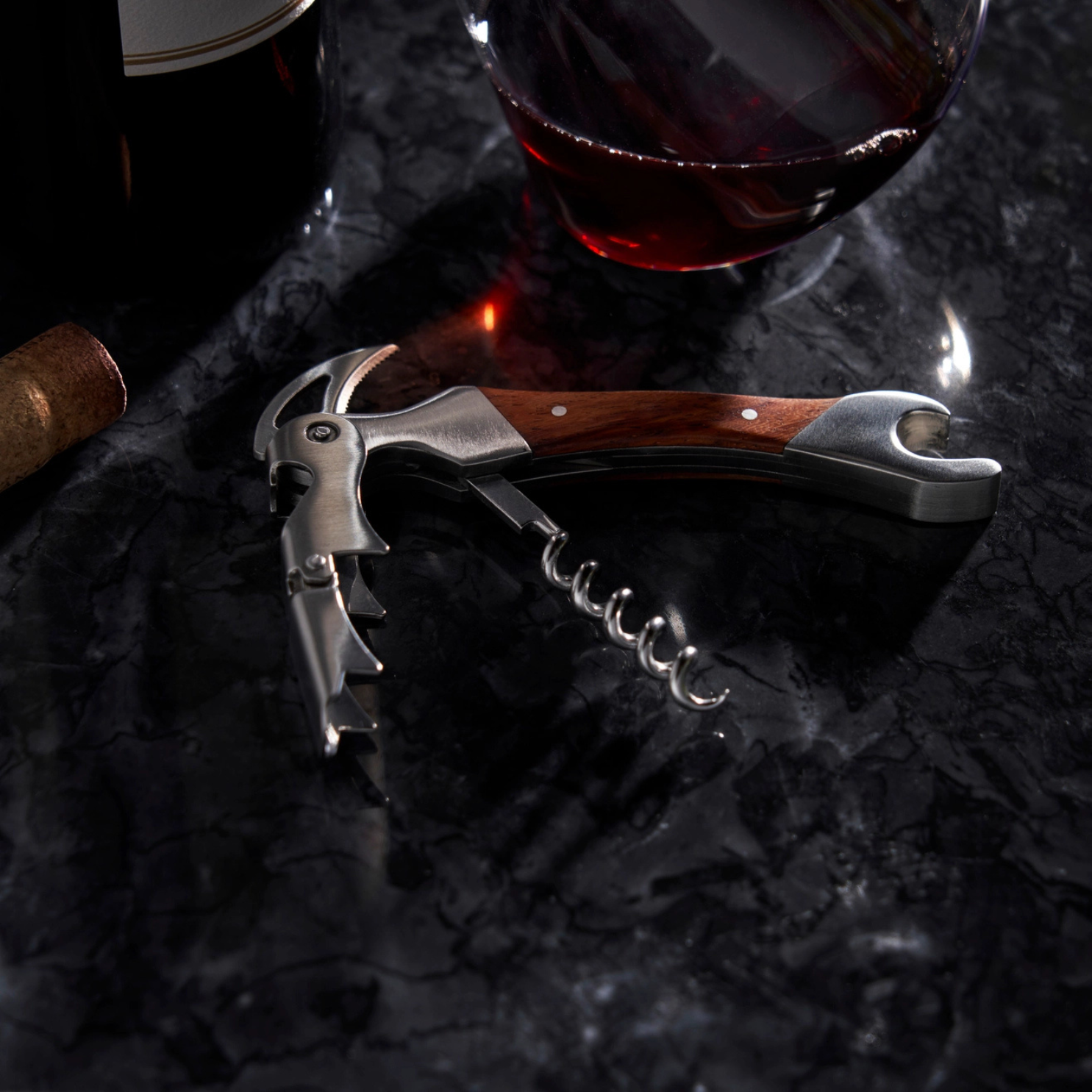 Admiral™ Rosewood Doublehinged Corkscrew and Foil Cutter
