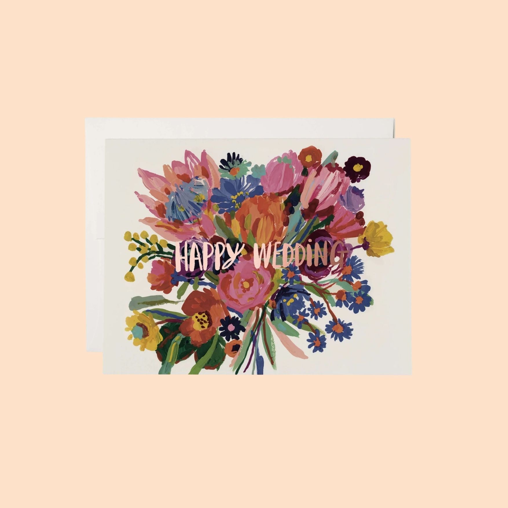 Happy Wedding Flowers Wedding Card