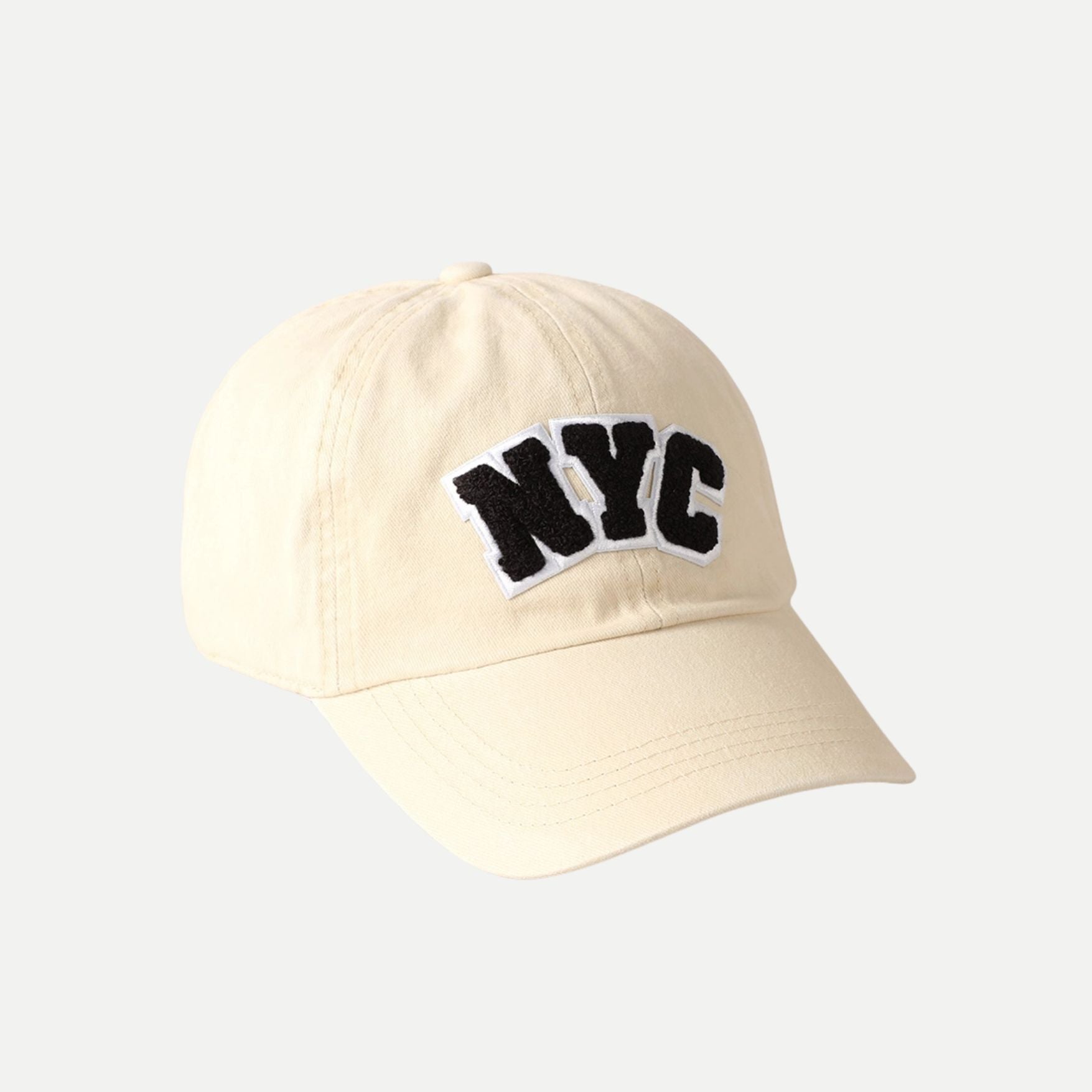 Cream NYC Chenille Patch Hat