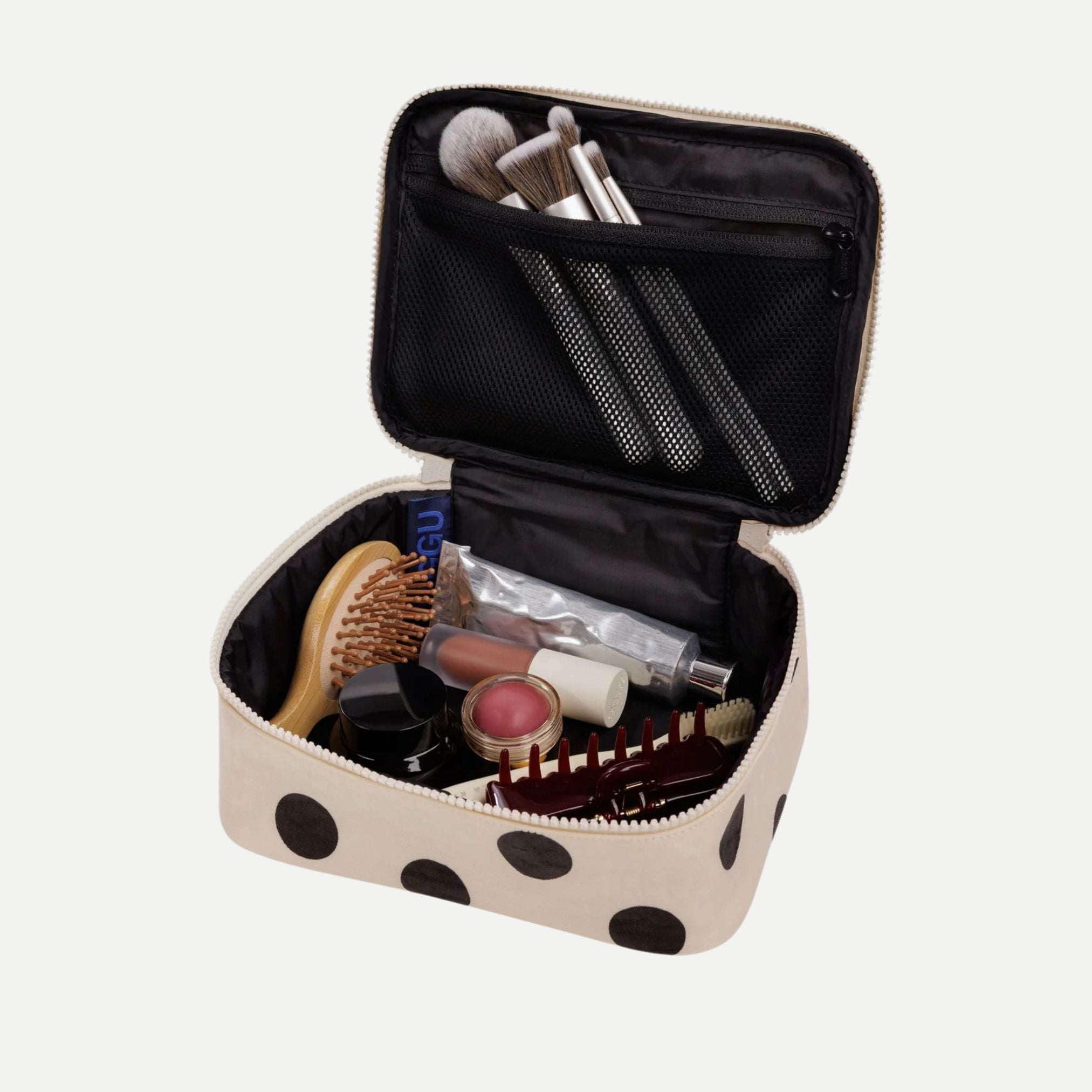 Cream and Black Polka Dot - Small Cosmetic Case