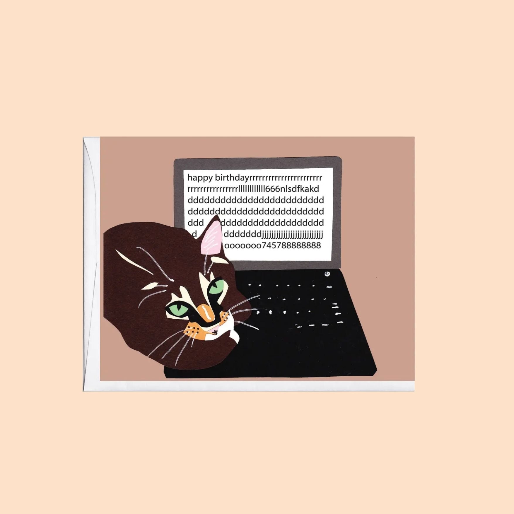 Cat On Keyboard Birthday Card