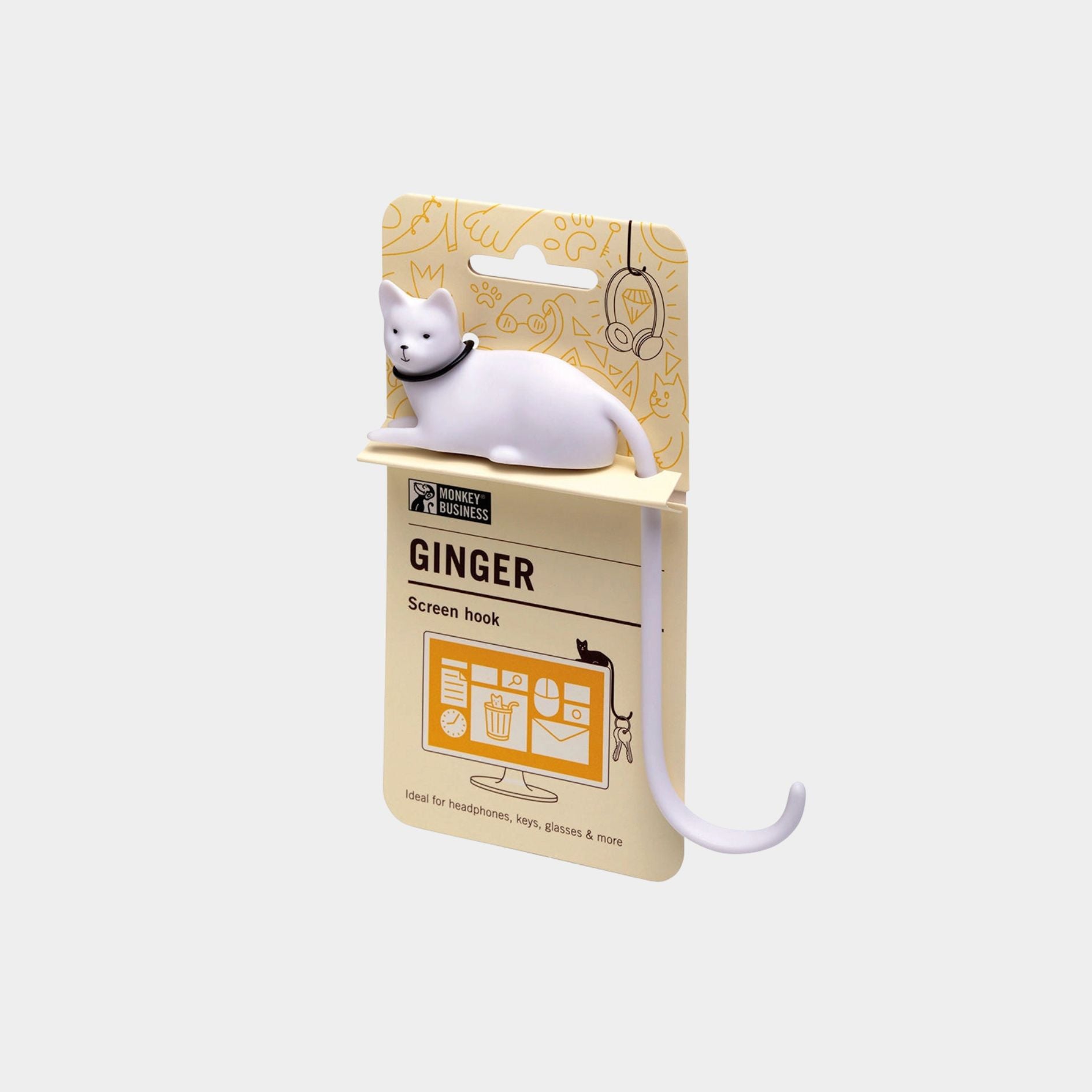 Cat Tail Hook For Computer Accessories - White