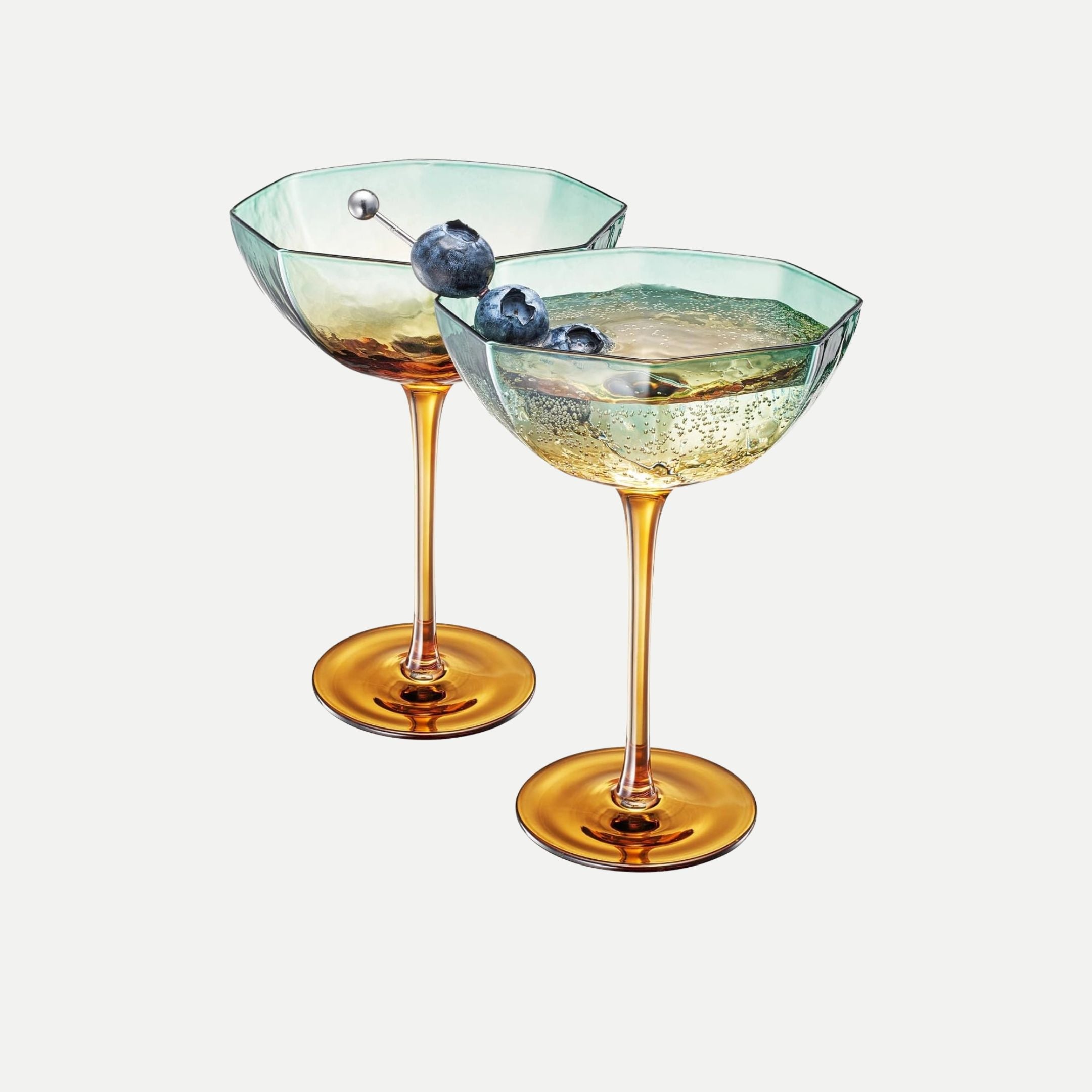 Hexagonal Coupe Glasses - 2 Set
